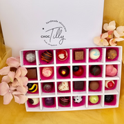 Box of 24 handcrafted chocolate bonbons with assorted flavours in a gift box