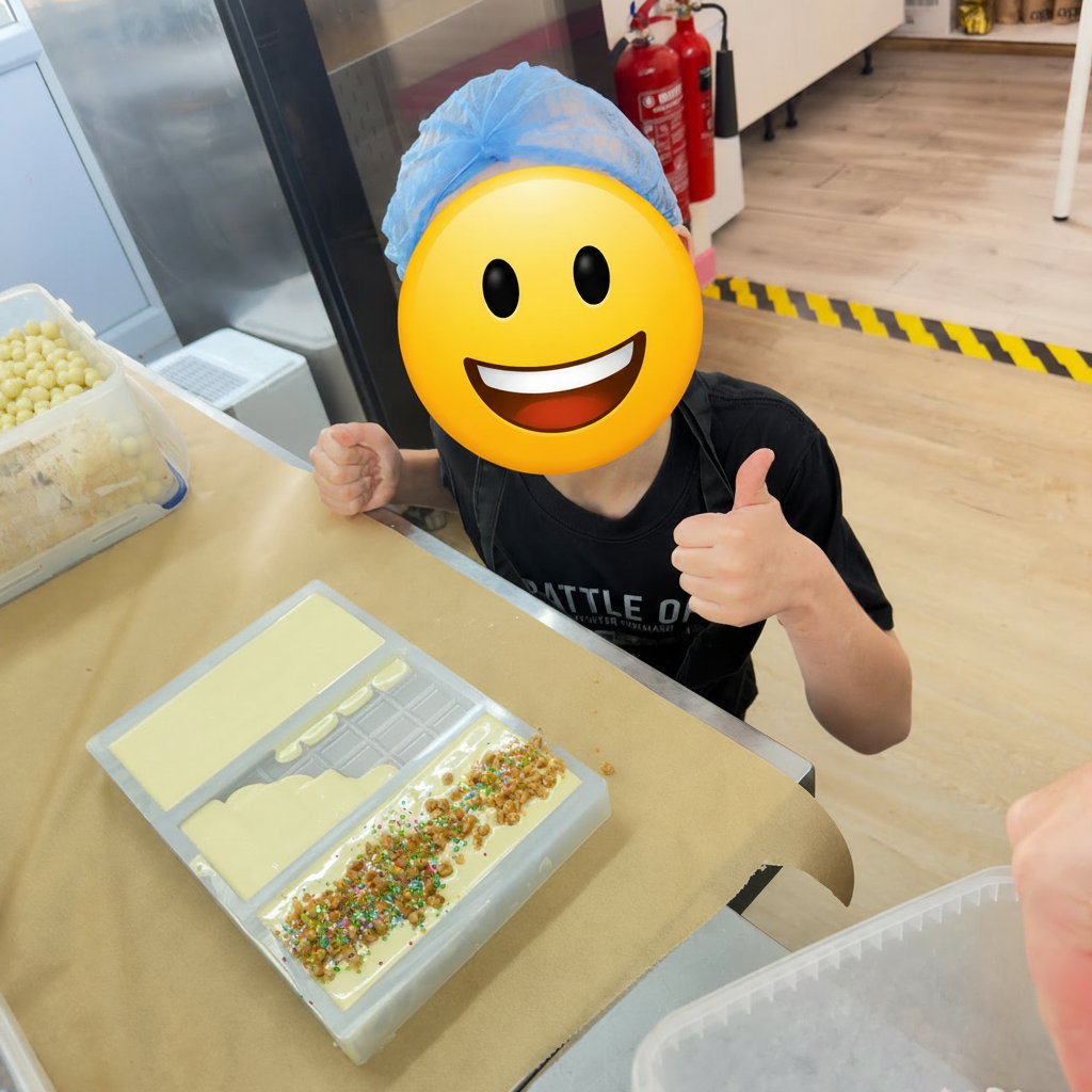 Child making chocolate bar at ChocTilly